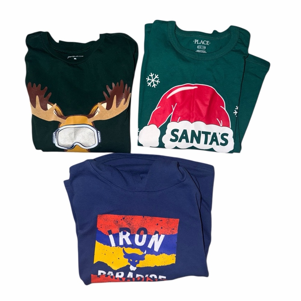 Lot 3 Boys Shirts Under Armour Project Rock Hoodie Tommy Bahama Childrens Place